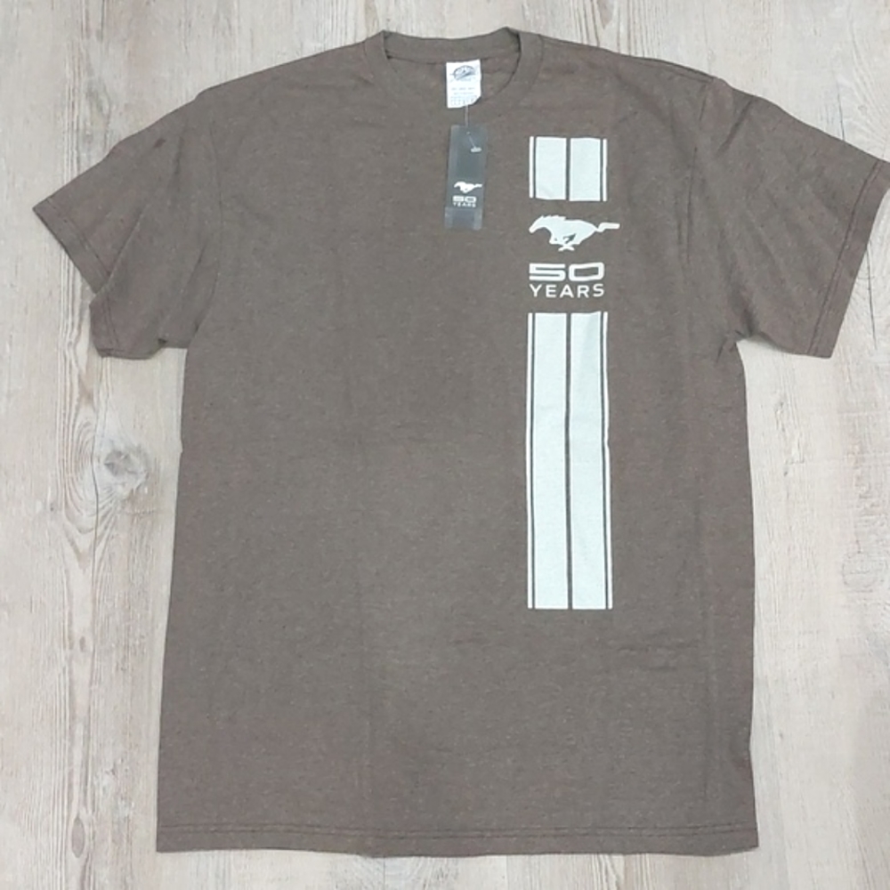 NWT Mustang 50 Years graphic t-shirt, size large, with tag, in brown/grey